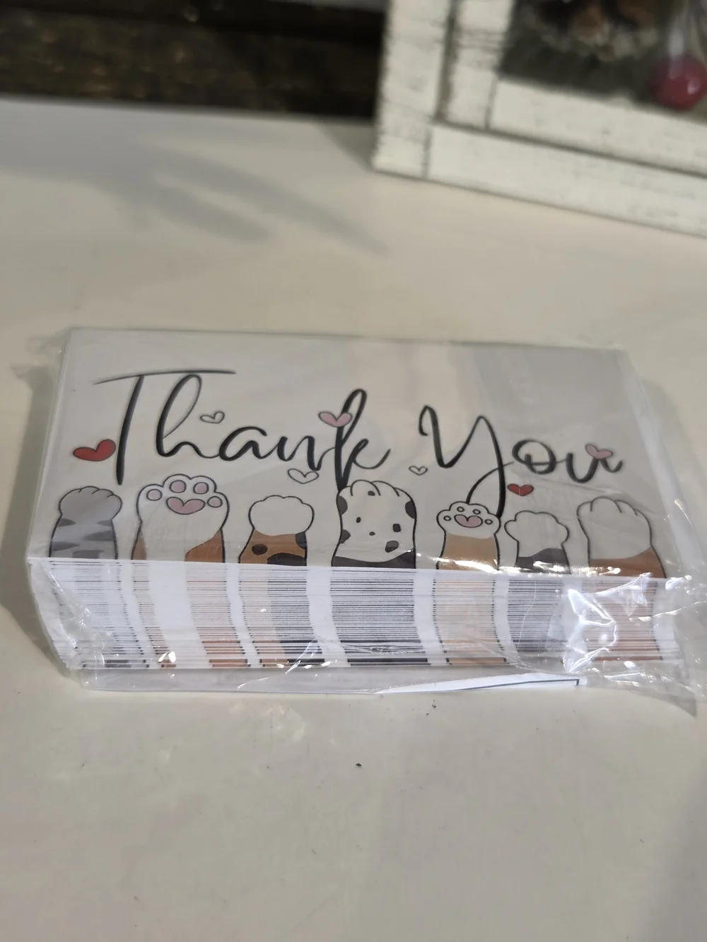 Thank You Cat Paw Cards Pk Of 50